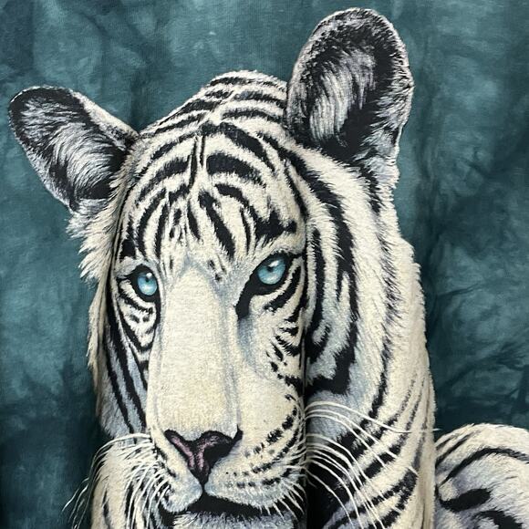 Vintage The Mountain White Siberian Tiger T Shirt Adult M Medium Green SeaWorld - Picture 4 of 9